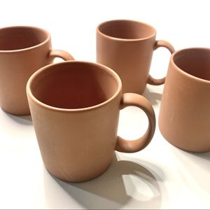 Set of 4 Terracotta Brown Tan Coloured Mugs